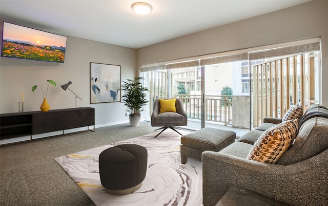 living room featuring carpet floors