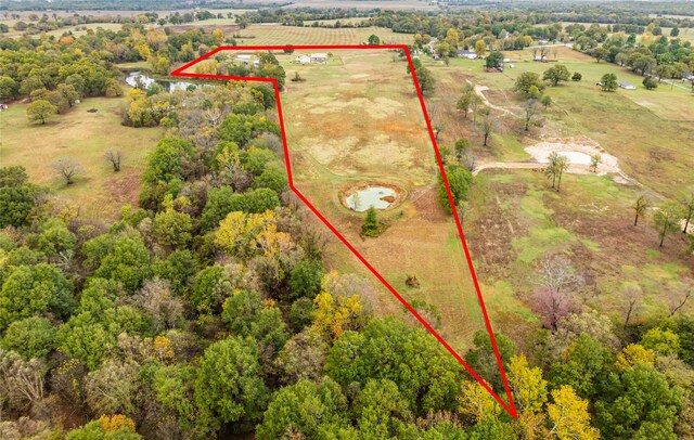 birds eye view of property with a rural view