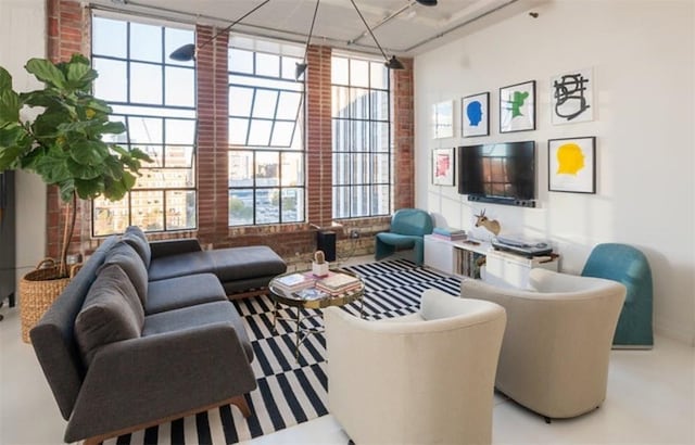 living room featuring plenty of natural light