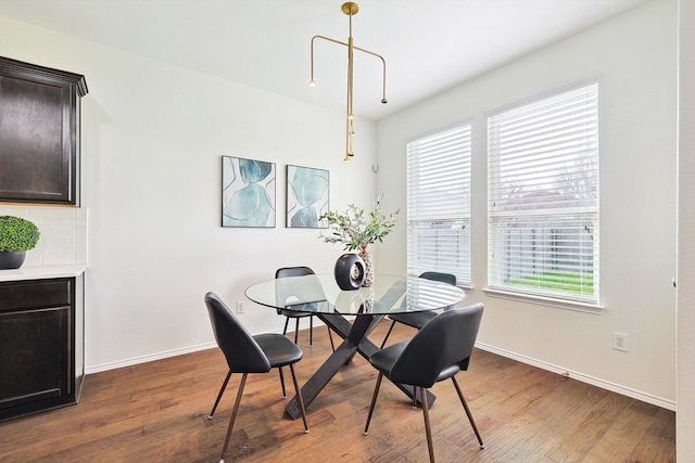 dining area featuring dark hardwood / wood-style flooring