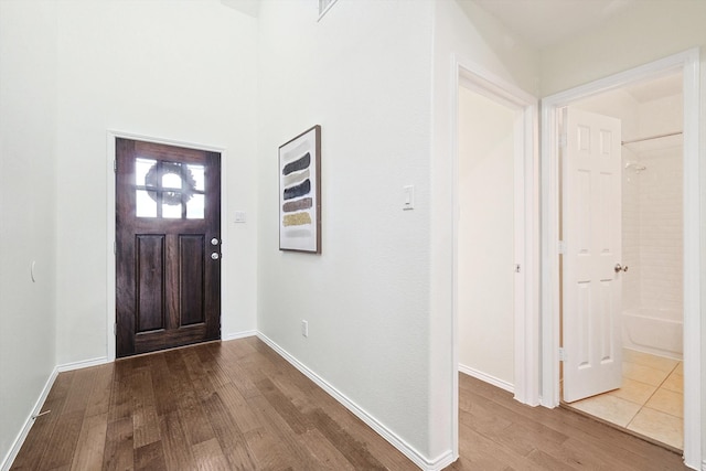 foyer with hardwood / wood-style floors