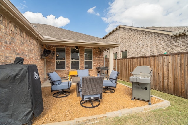 view of patio with a grill