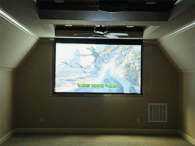 bonus room with lofted ceiling, baseboards, and visible vents