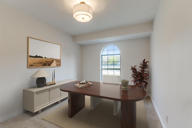 view of carpeted home office