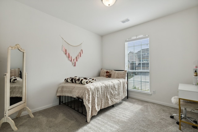 carpeted bedroom with multiple windows