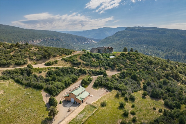 aerial view with a mountain view