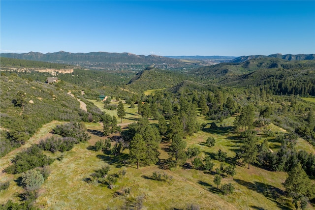 bird's eye view with a mountain view