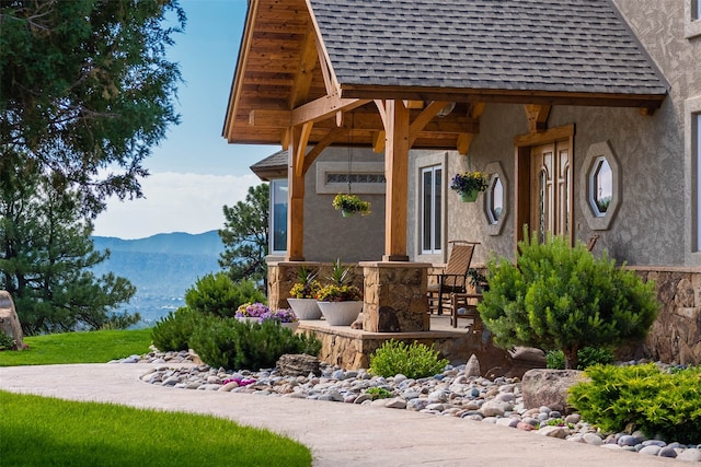 exterior space with a mountain view