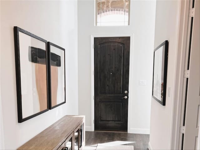 foyer entrance featuring dark hardwood / wood-style flooring