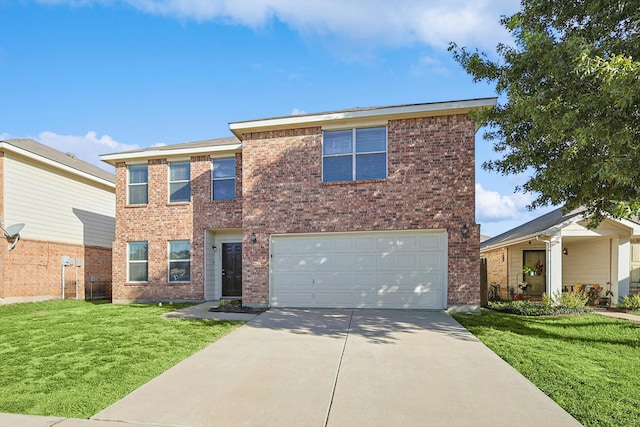 2121 Franks St, Fort Worth, TX 76177 - traditional-style house with driveway, a front lawn, brick siding, and a garage