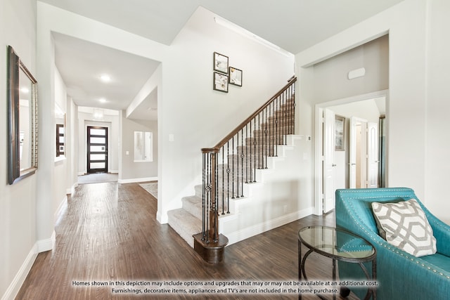 foyer entrance featuring dark wood-type flooring