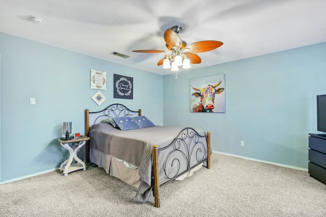 bedroom with carpet floors and ceiling fan