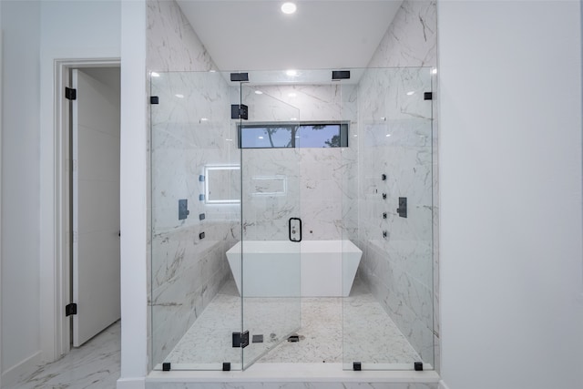 bathroom with vanity and walk in shower