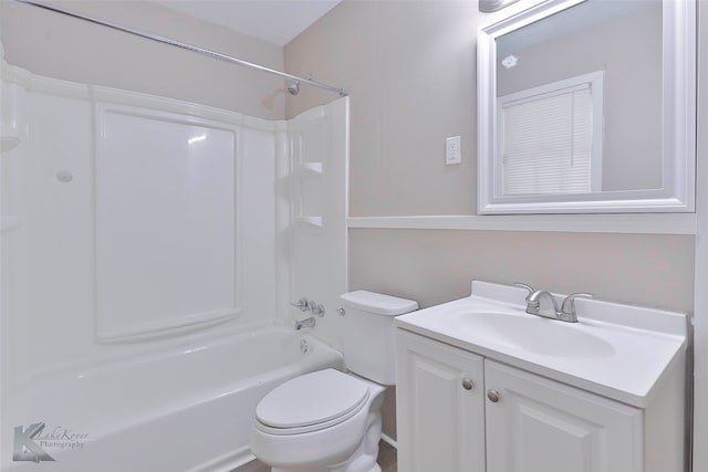 full bathroom with vanity, shower / bathing tub combination, and toilet