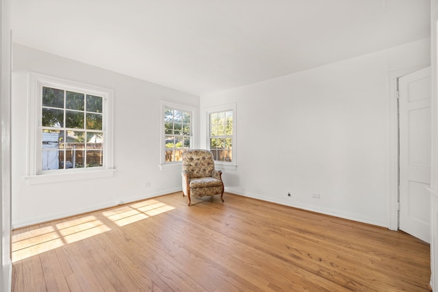 unfurnished room with light wood-type flooring