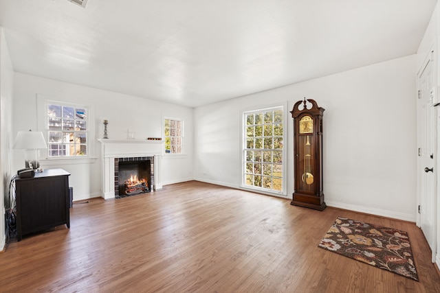 living room with hardwood / wood-style floors