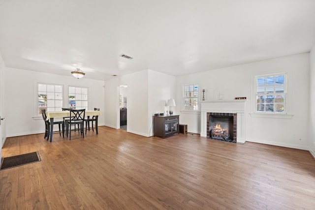 living room with hardwood / wood-style flooring