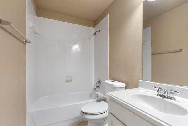 full bathroom featuring vanity, toilet, and tiled shower / bath