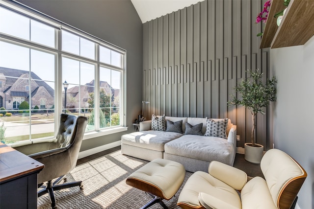 interior space featuring lofted ceiling