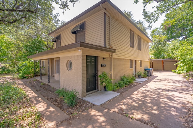 view of front of property with a garage