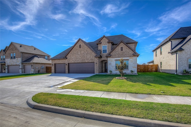 view of front of home with a front lawn