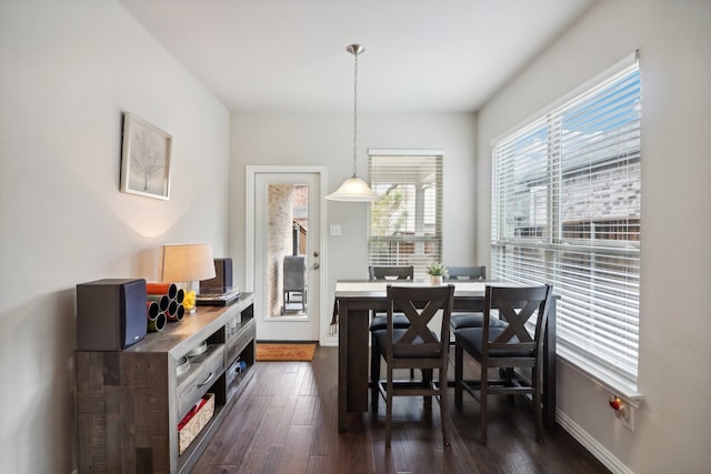 dining space featuring dark hardwood / wood-style flooring