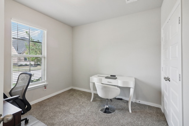 view of carpeted office space