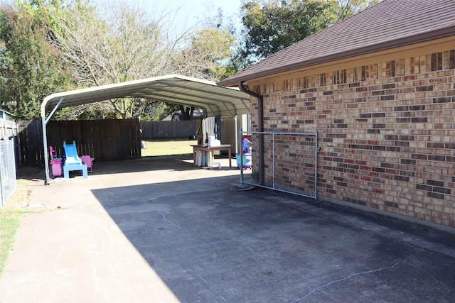 view of car parking with a carport