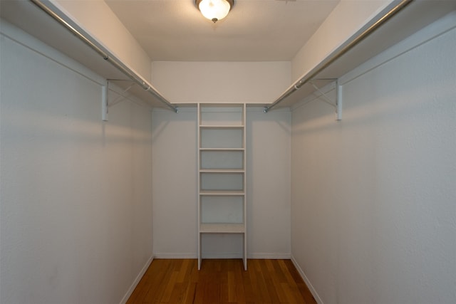 walk in closet with wood-type flooring