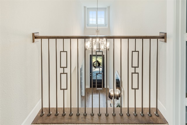 interior details with an inviting chandelier