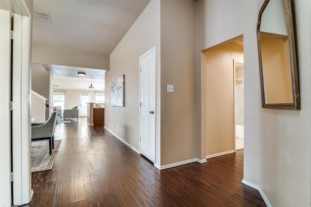 hall featuring dark hardwood / wood-style flooring