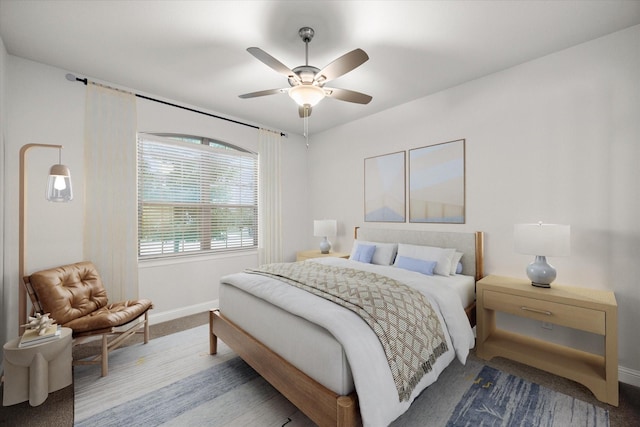 bedroom with carpet and ceiling fan