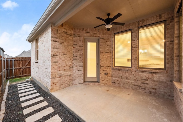 view of patio / terrace featuring ceiling fan