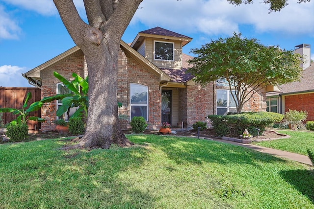 view of front of property featuring a front lawn