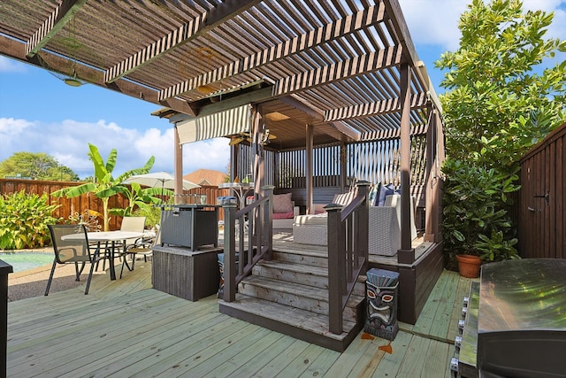 wooden deck with a pergola