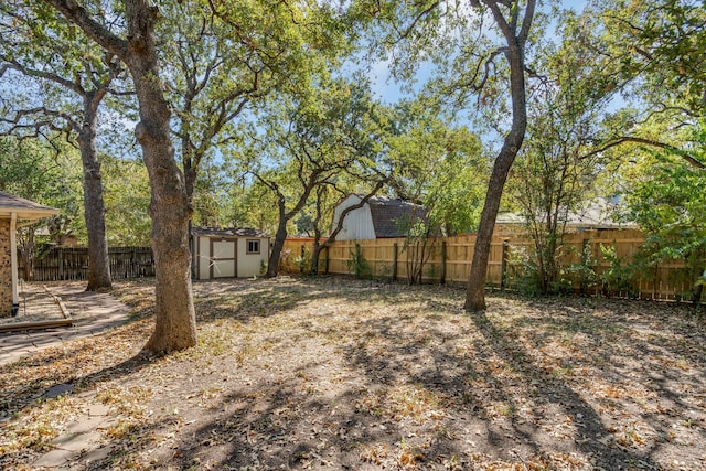 view of yard with a shed