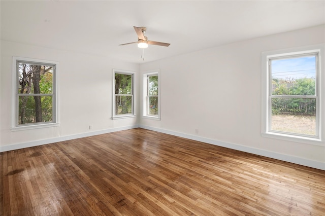 empty room featuring light hardwood / wood-style floors and ceiling fan