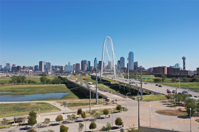 property's view of city featuring a water view