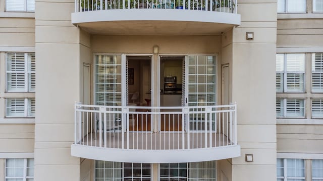 doorway to property with a balcony