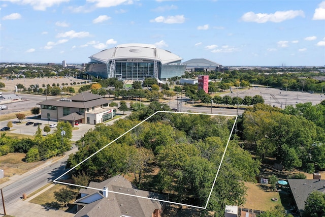 708 E Rogers St, Arlington, TX 76011 - aerial view of property and surrounding area with property parcel outlined