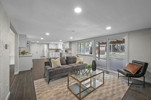 living room with hardwood / wood-style floors