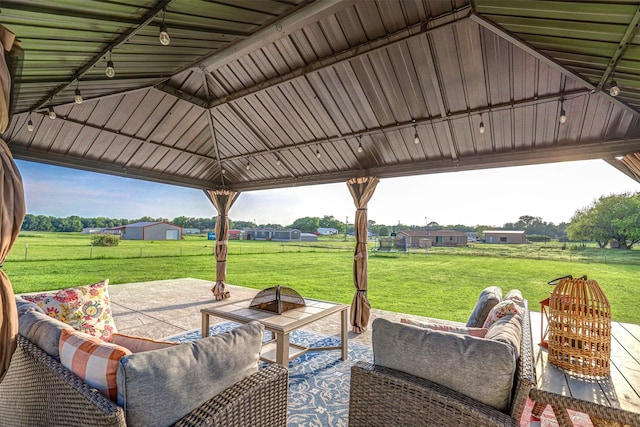 view of patio / terrace with a gazebo and an outdoor living space