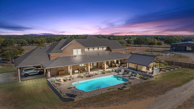 exterior space featuring a patio and a diving board