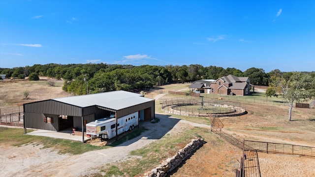 aerial view with a rural view