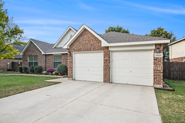 view of front of property with a garage and a front yard