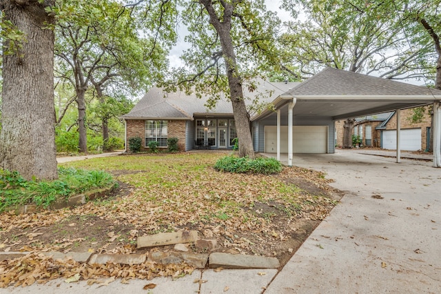 view of front of property with a garage