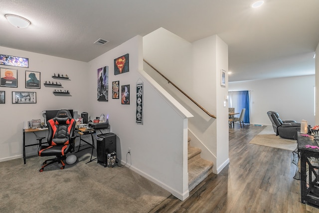 office with wood-type flooring