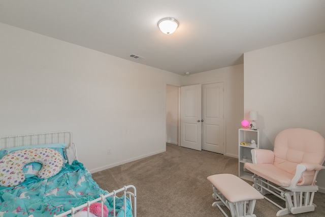 living area featuring carpet flooring