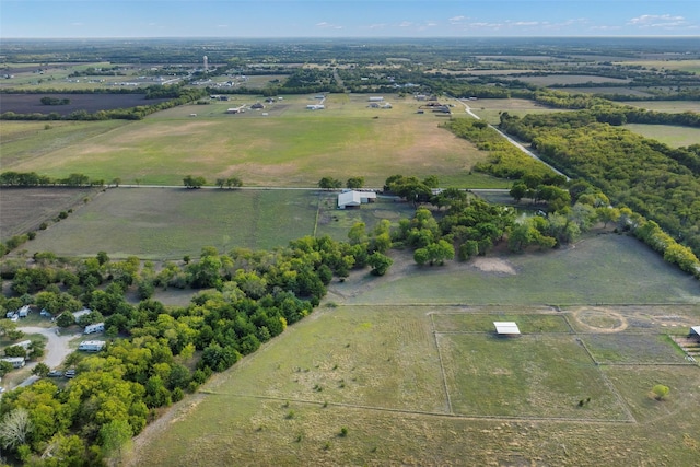 birds eye view of property featuring a rural view