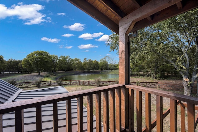 exterior space featuring a water view